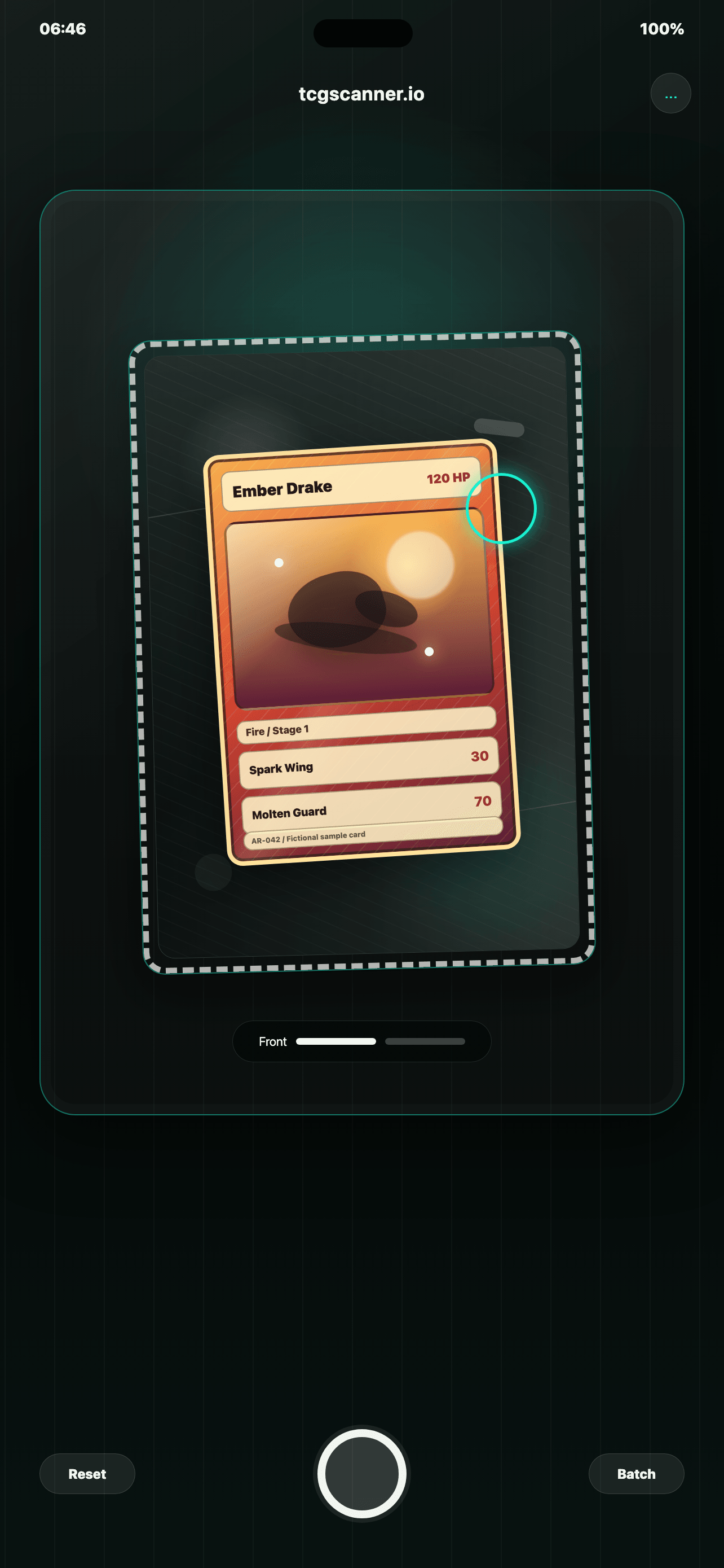 TCG Card Scanner app capture screen